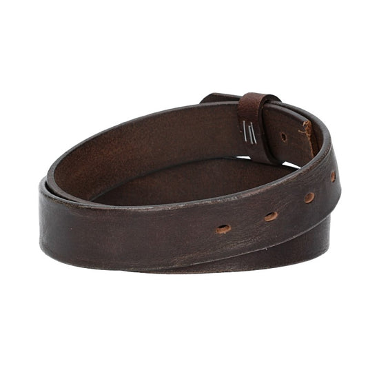 Lederriemen | Gürtelrohling Glanz 35mm in Braun mit Schlaufe und Kapplochteil - leder-accessoires.com