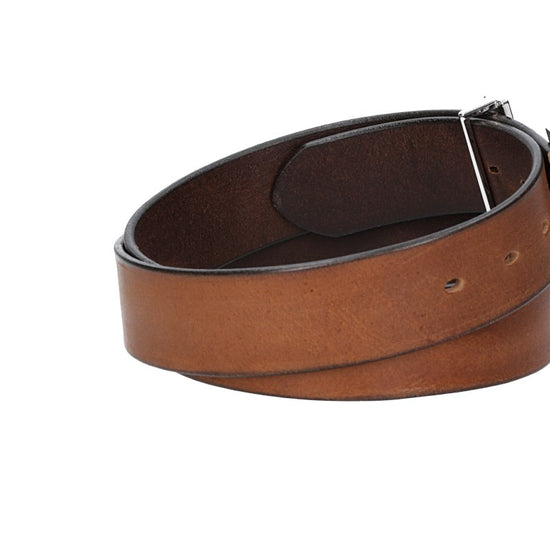 Ledergürtel Cognac 40mm mit H-Schließe in Silber - leder-accessoires.com