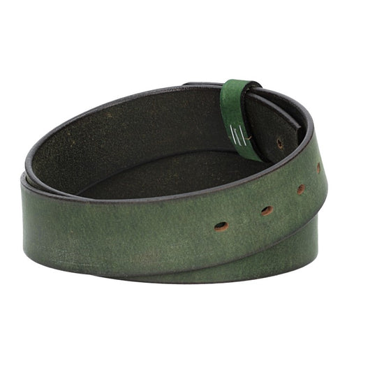 Lederriemen | Gürtelrohling Matt 40mm in Grün mit Schlaufe und Kapplochteil - leder-accessoires.com