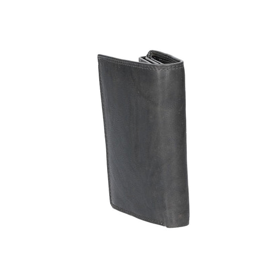 Geldbörse Hochformat mit Riegel in Grau|Anthrazit aus Leder - leder-accessoires.com