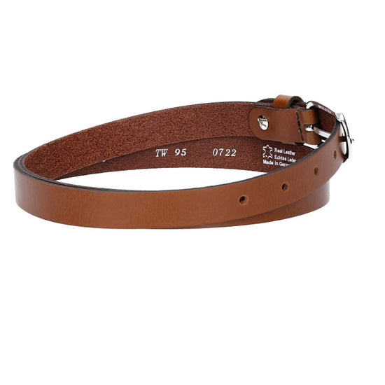 Damen-|Taillengürtel 20mm in Cognac mit Dornschließe in Glanz - leder-accessoires.com