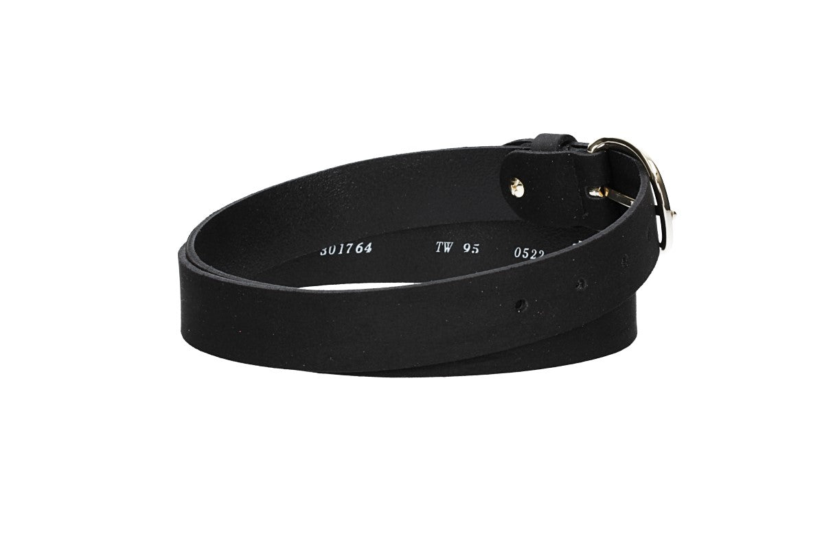 Veloursledergürtel 30mm in Schwarz mit Dornschließe in Lightgold