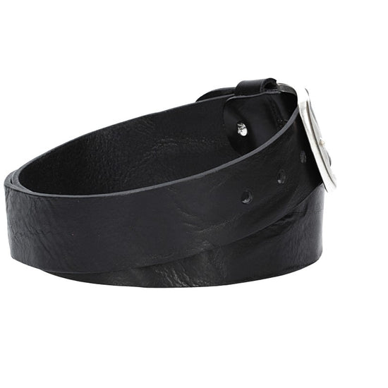 Jeansgürtel 40mm in Schwarz mit Airbrushkante und Dornschließe Altsilber - leder-accessoires.com