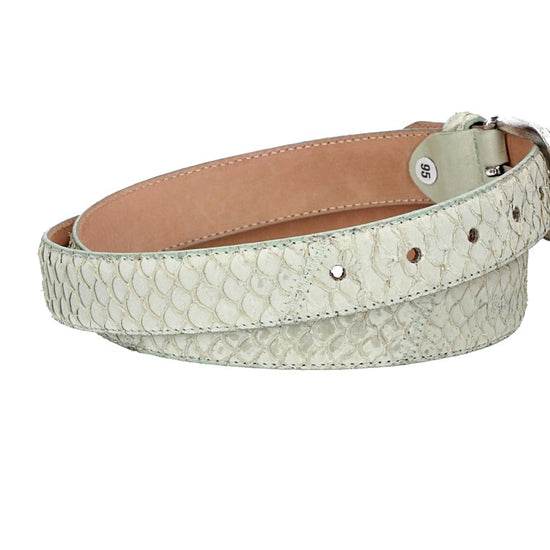 Schlangenledergürtel 30mm Mint und Dornschließe in Silber - leder-accessoires.com