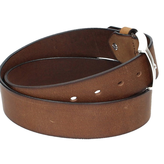 Ledergürtel Cognac 40mm mit Dornschließe in Silber - leder-accessoires.com