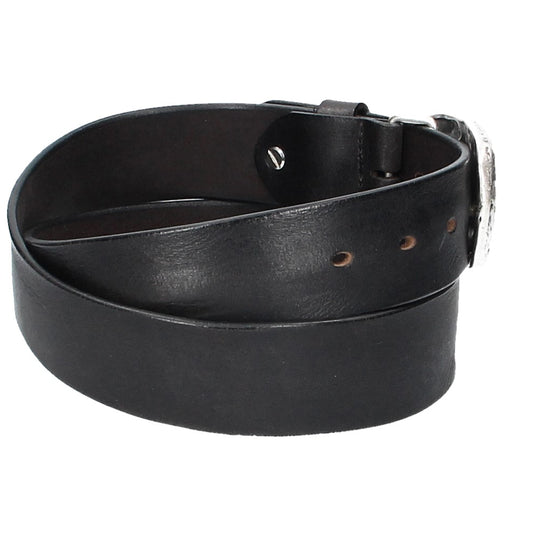 Ledergürtel Schwarz 40mm mit Koppelschließe in Used Optik - leder-accessoires.com
