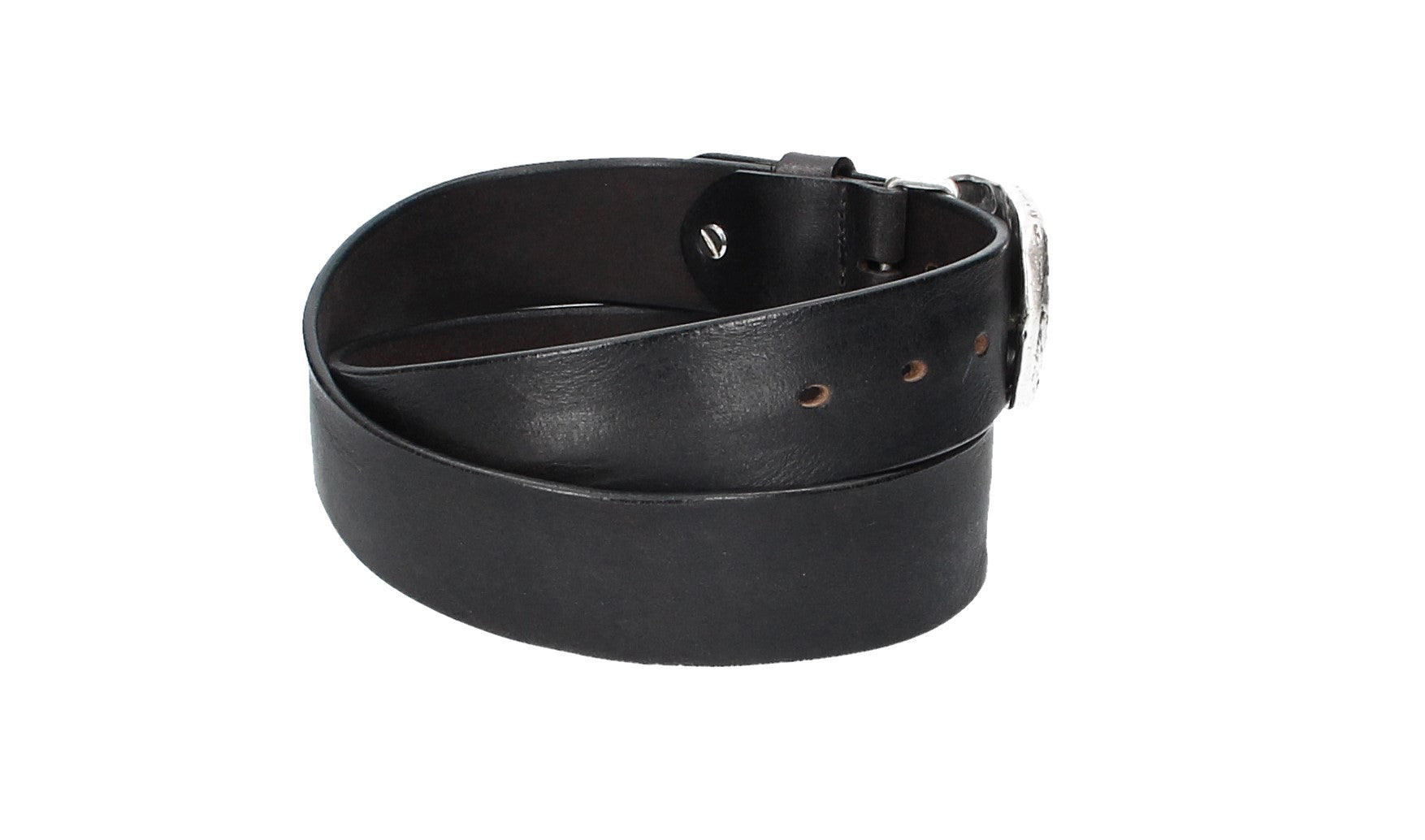 Ledergürtel Schwarz 40mm mit Koppelschließe in Used Optik - leder-accessoires.com