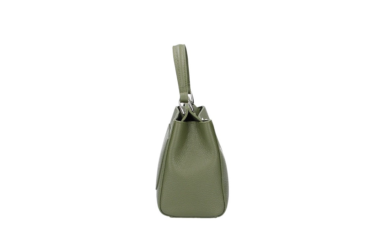 Kurzgrifftasche klein aus Leder in Grün