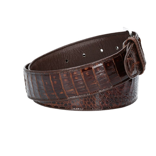 Krokoledergürtel |Safegürtel 40mm Braun mit Dornschließe Silber - leder-accessoires.com