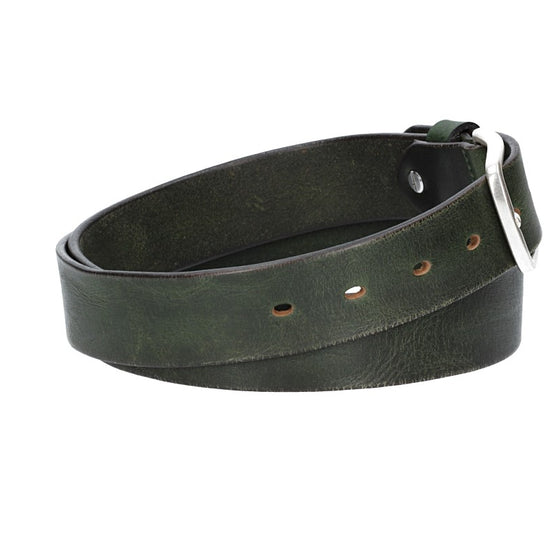 Ledergürtel Grün 35mm mit Dornschließe in Silber - leder-accessoires.com