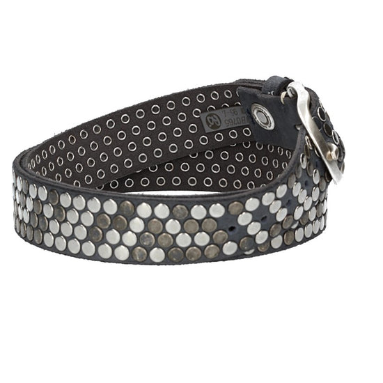 Nietengürtel 35mm in Blau|Marine und Dornschließe Silber - leder-accessoires.com