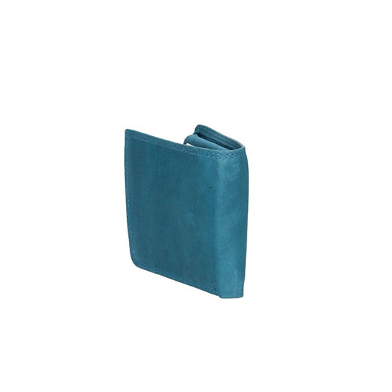Geldbörse Querformat klein in Türkis aus Leder - leder-accessoires.com