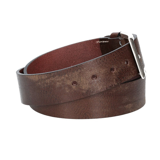 Hochwertiger Ledergürtel 40mm in Braun mit rustikaler Schließe in Silber - leder-accessoires.com