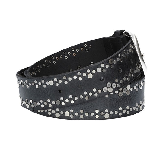 Ledergürtel Schwarz 40mm mit Nieten und Dornschließe - leder-accessoires.com
