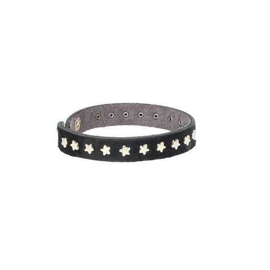 Armband Schwarz|Fell mit Sternen aus Leder - leder-accessoires.com
