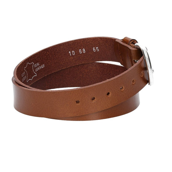 Ledergürtel Kids 25mm in Cognac mit Schließe in Silber - leder-accessoires.com