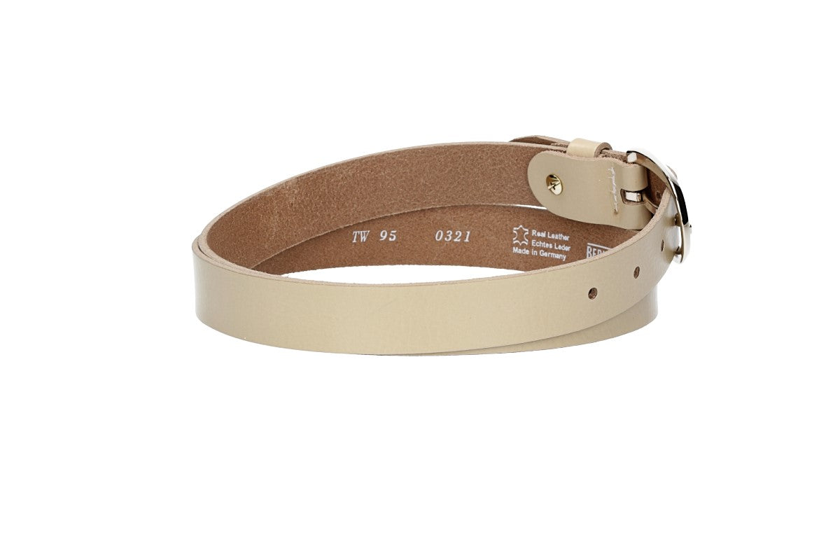 Damengürtel 25mm in Beige|Creme mit Dornschließe in Lightgold - leder-accessoires.com