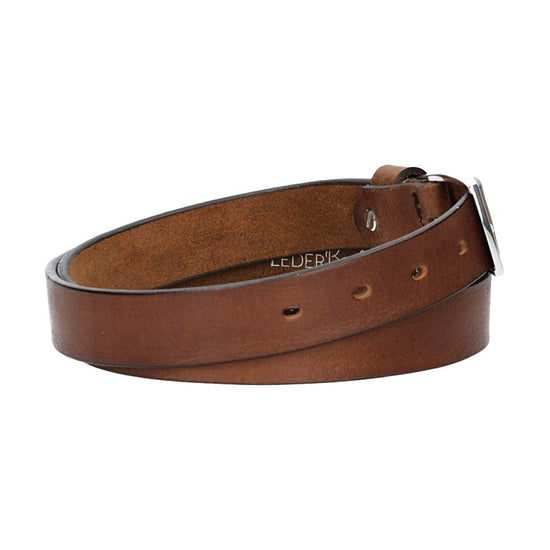 Ledergürtel 30mm in Cognac mit Schließe in Silber - leder-accessoires.com