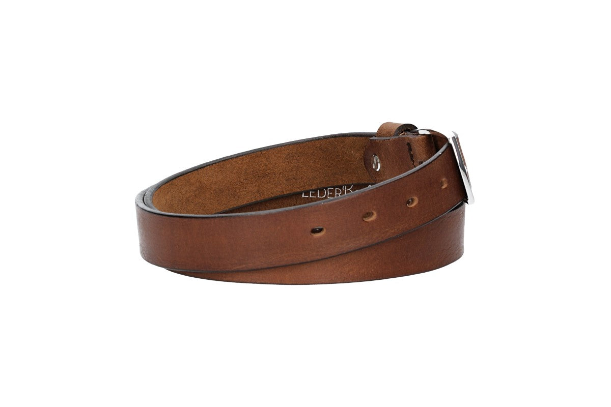 Ledergürtel 30mm in Cognac mit Schließe in Silber