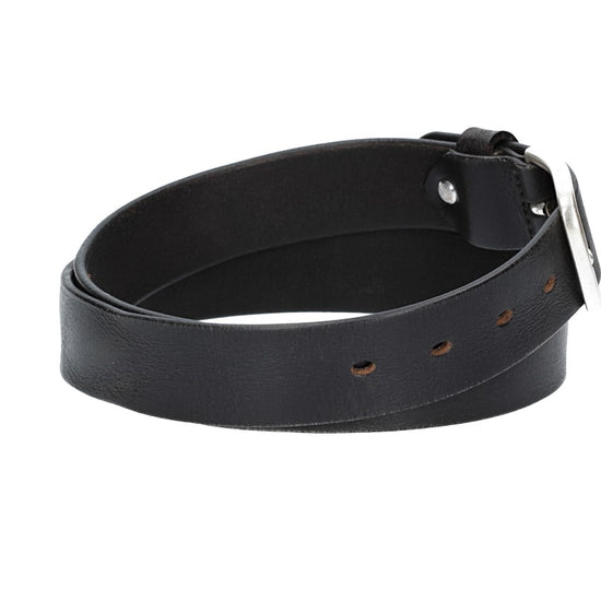 Ledergürtel Schwarz 35mm mit Dornschließe in Silber - leder-accessoires.com