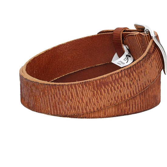 Ledergürtel 40mm geriffelt in Cognac mit Vollschließe in Silber - leder-accessoires.com