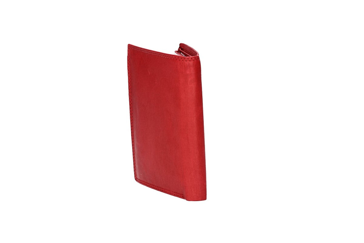 Geldbörse Hochformat in Rot aus Leder