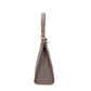 Handtasche aus Leder in Taupe mit Schloss in Gold