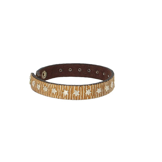 Armband mit Sternen in Gold aus Leder - leder-accessoires.com