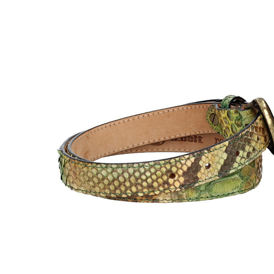 Schlangenledergürtel 25mm Grün mit Schließe in Gold - leder-accessoires.com