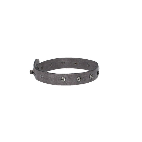 Armband mit Swarovski in Grau|Taupe aus Leder - leder-accessoires.com