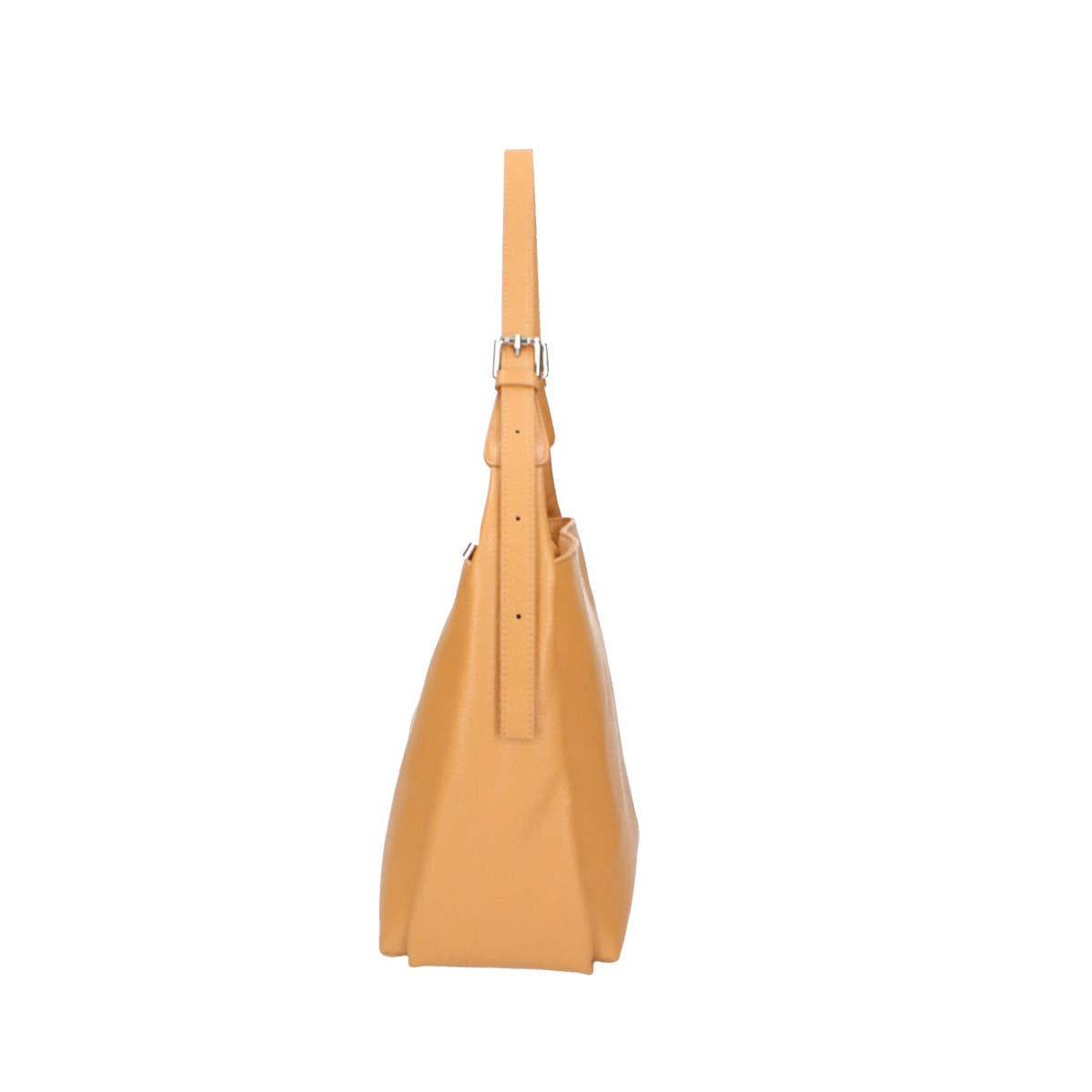 Schultertasche in Cognac aus Leder mit Reißverschluss