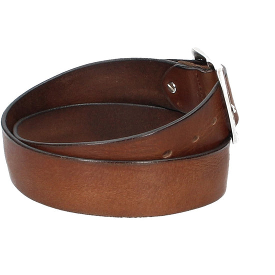 Ledergürtel Cognac 40mm mit Vollschließe in Silber - leder-accessoires.com