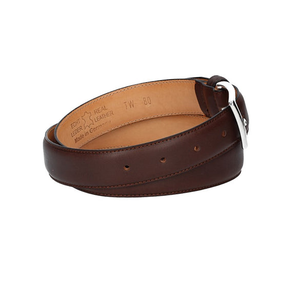 Ledergürtel in Braun 30 mm mit Schließe in glänzendem Silber - leder-accessoires.com