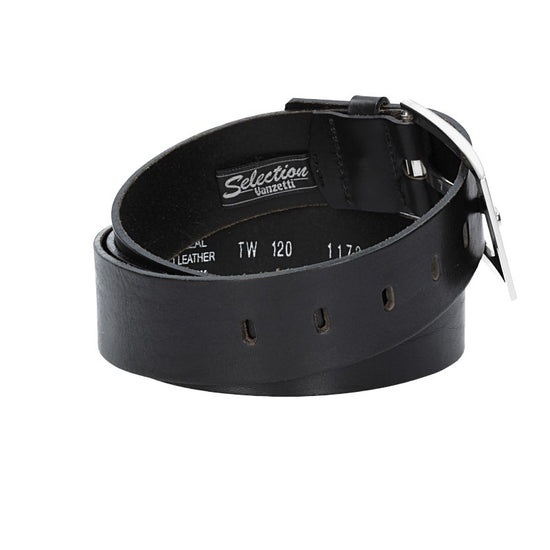 Ledergürtel Überlänge Schwarz 40mm mit Schmuckschließe Silber - leder-accessoires.com