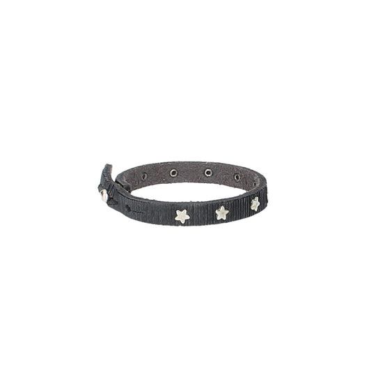Armband geschlitzt mit Sternennieten in Schwarz aus Leder - leder-accessoires.com