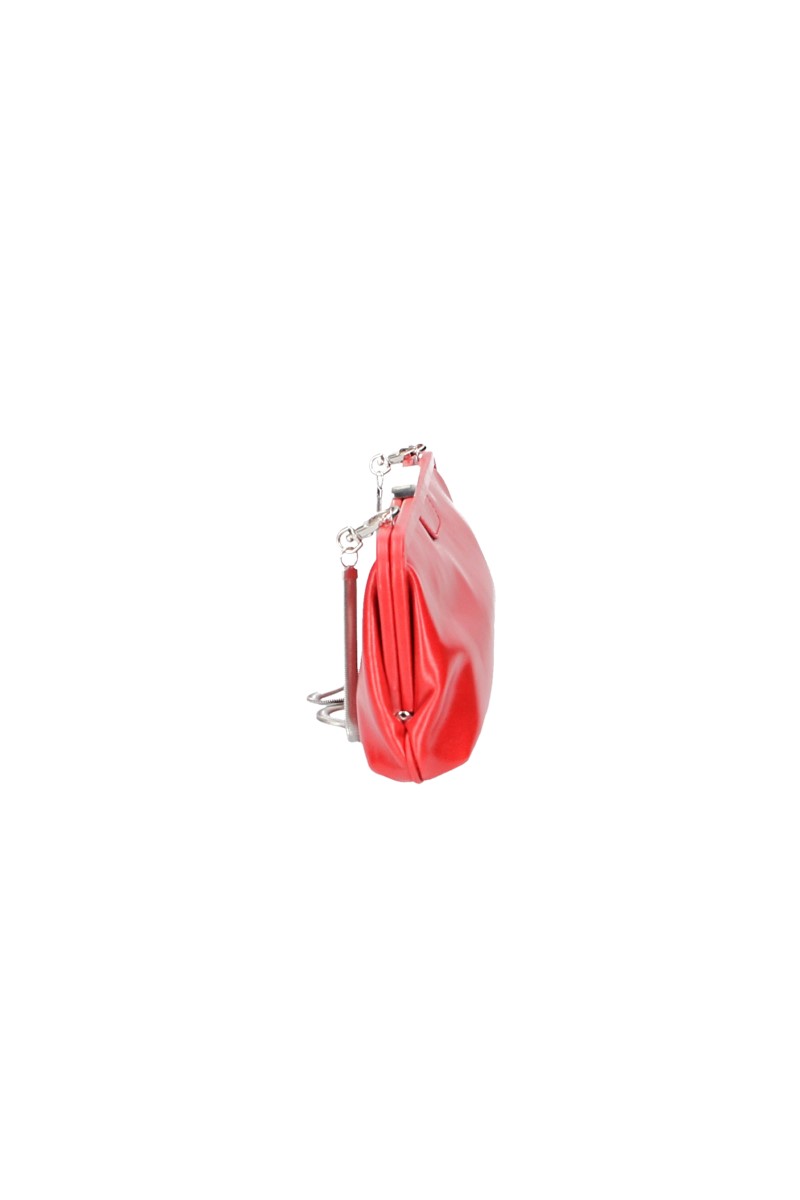 Clutch mit Clipverschluss in Rot aus Leder