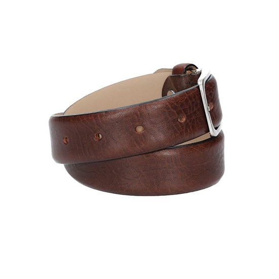 Ledergürtel Braun 30mm bombiert mit Schließe Silber - leder-accessoires.com