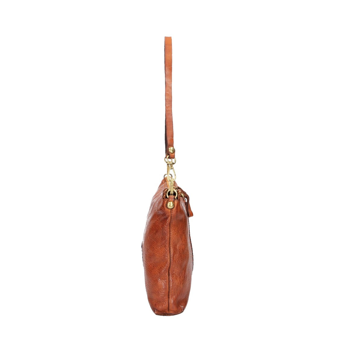 Schultertasche in Cognac aus Leder mit Flechtmuster