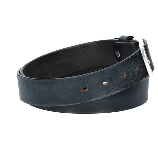 Ledergürtel Blau|Marine 35mm mit Dornschließe in Silber - leder-accessoires.com
