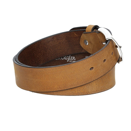 Ledergürtel Gelb|Ocker 40mm mit Dornschließe in Silber - leder-accessoires.com