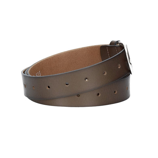 Ledergürtel Überlänge Taupe|Braun 35mm mit Schließe in Silber - leder-accessoires.com