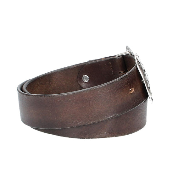 Ledergürtel Braun 40mm mit Blumenschließe|Koppelschließe - leder-accessoires.com