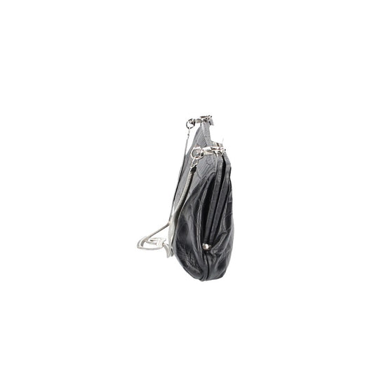 Clutch mit Clipverschluss in Schwarz|Kroko aus Leder - leder-accessoires.com