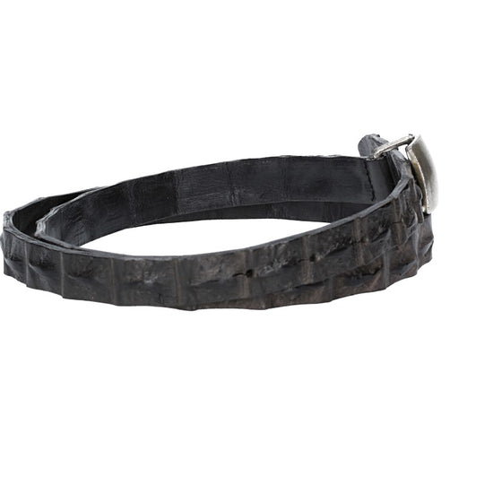 Krokoledergürtel 20mm Schwarz mit Koppelschließe in Silber - leder-accessoires.com