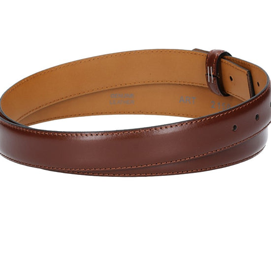 Lederriemen | Gürtelrohling 30mm bombiert in Cognac mit Schlaufe und Kapplochteil - leder-accessoires.com