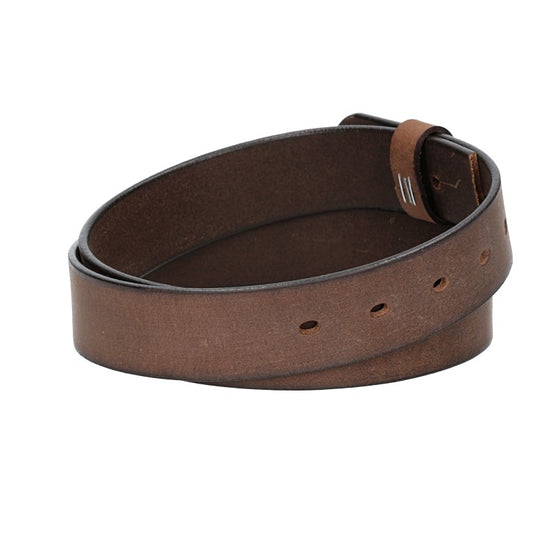 Lederriemen | Gürtelrohling Matt 35mm in Braun mit Schlaufe und Kapplochteil - leder-accessoires.com