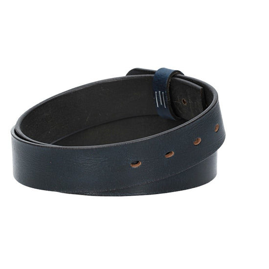 Lederriemen | Gürtelrohling Glanz 35mm in Blau | Marine mit Schlaufe und Kapplochteil - leder-accessoires.com
