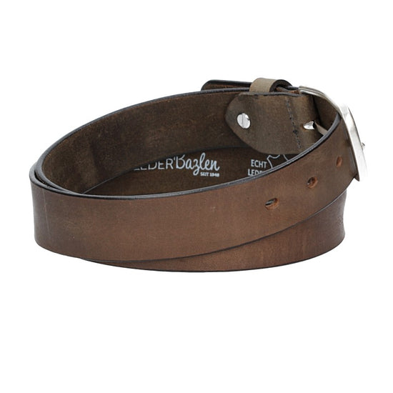 Ledergürtel Grau 35mm mit Dornschließe in Silber - leder-accessoires.com