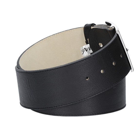 Formgürtel Schwarz 60mm mit Vollschließe in Silber - leder-accessoires.com