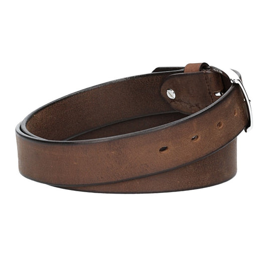 Ledergürtel Braun 35mm mit Dornschließe in Silber - leder-accessoires.com